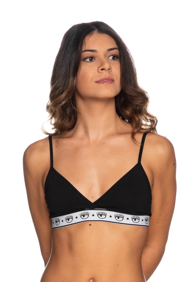 Reggiseno Intimo Chiara Ferragni Logomania Da Donna Nero In Cotone