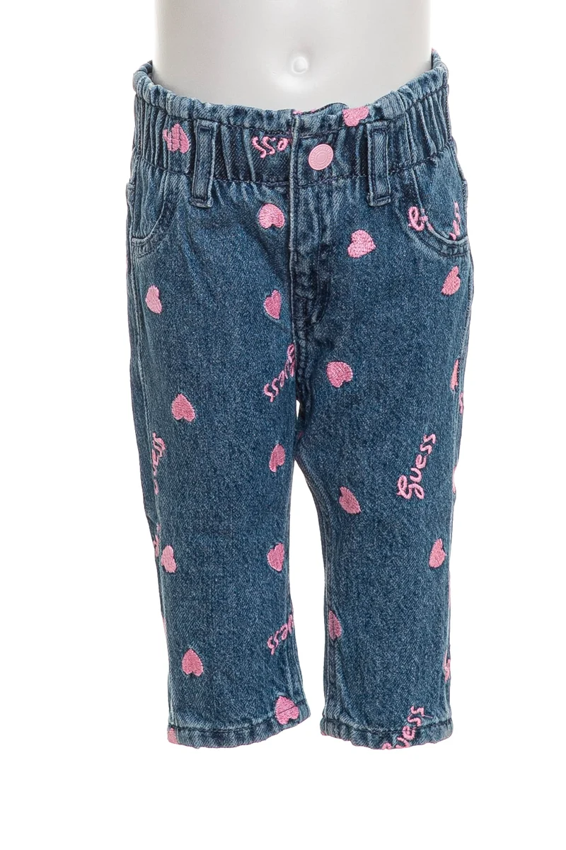 Jeans Guess Mom Fit Rigid Emb Heart Da Bambina Denim Medio Blu