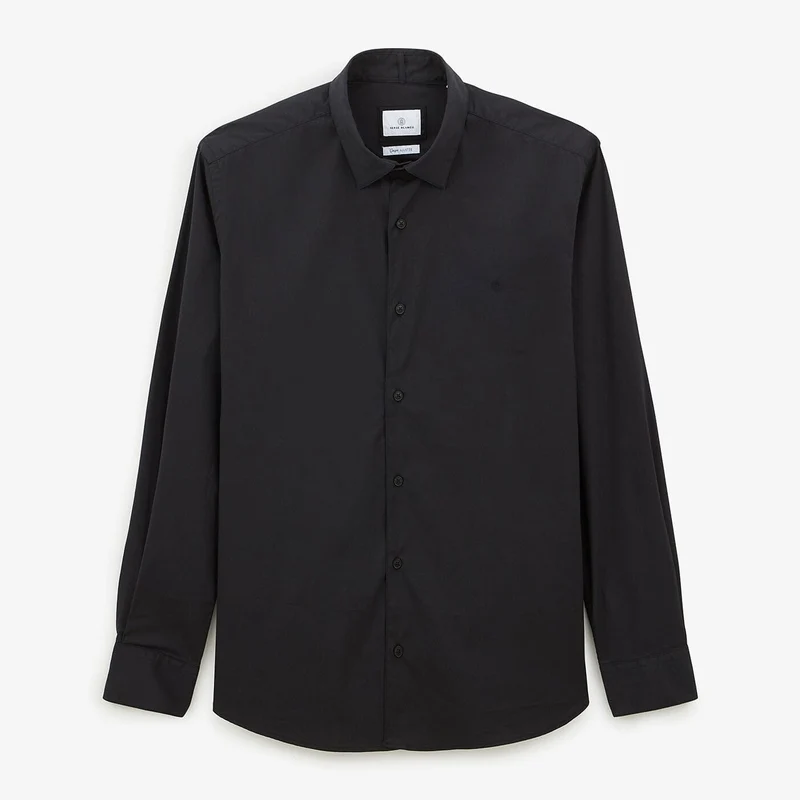 Chemise à manches longues unie noire