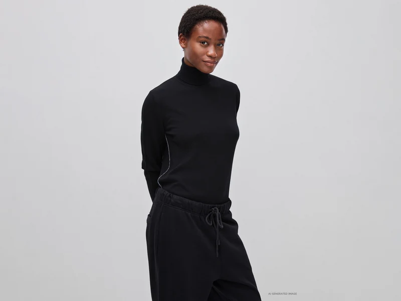Maglia collo alto in pura lana Merino