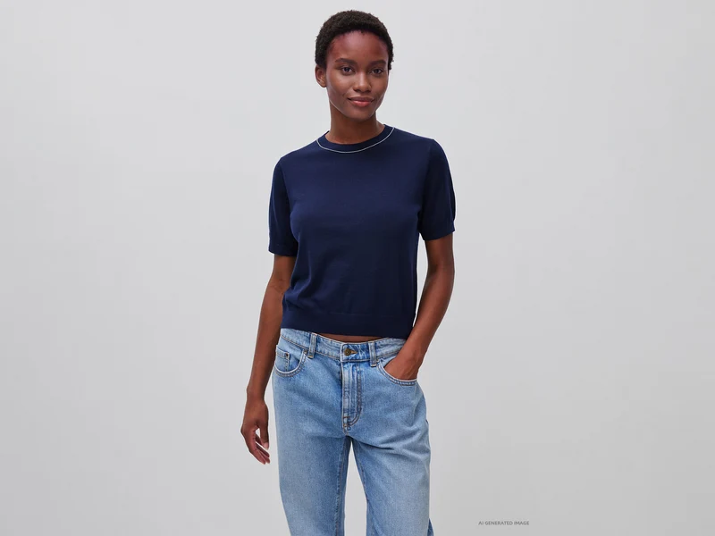 Maglia manica corta in pura lana Merino