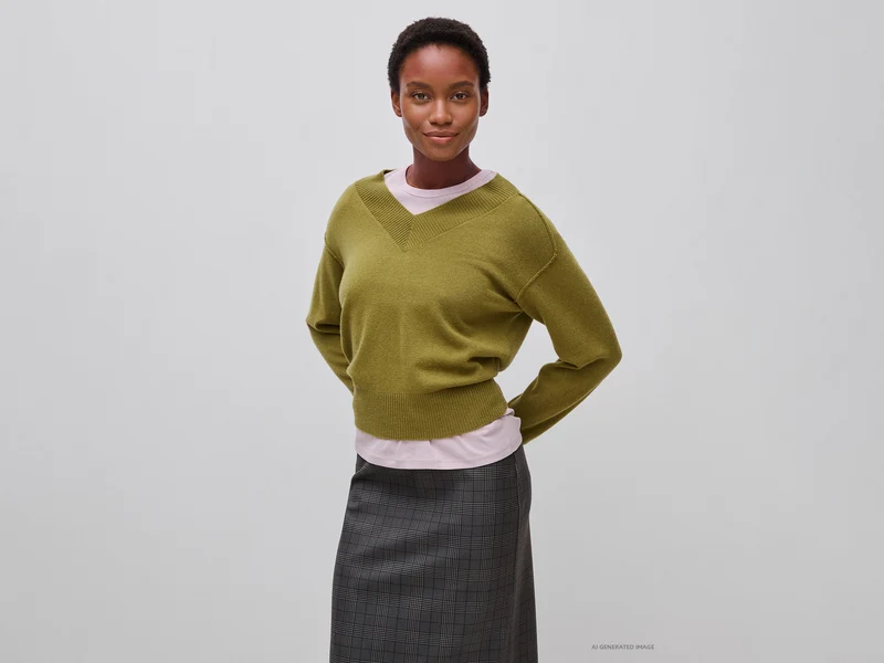 Maglia morbida con scollo a V in misto cashmere
