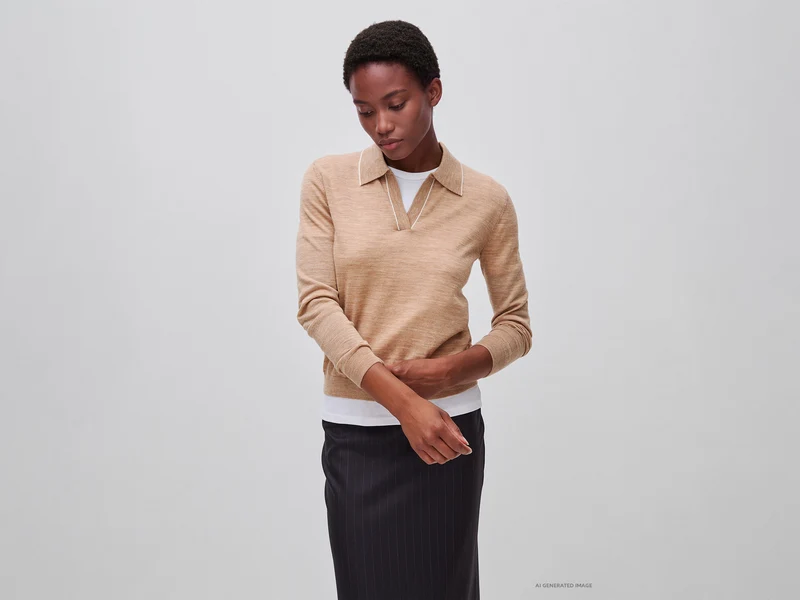 Polo in maglia in pura lana Merino