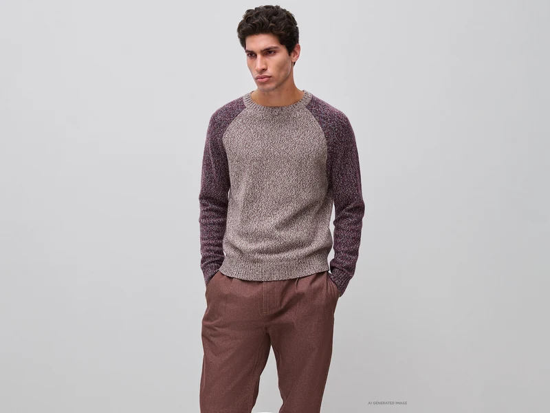Maglia color block in misto lana