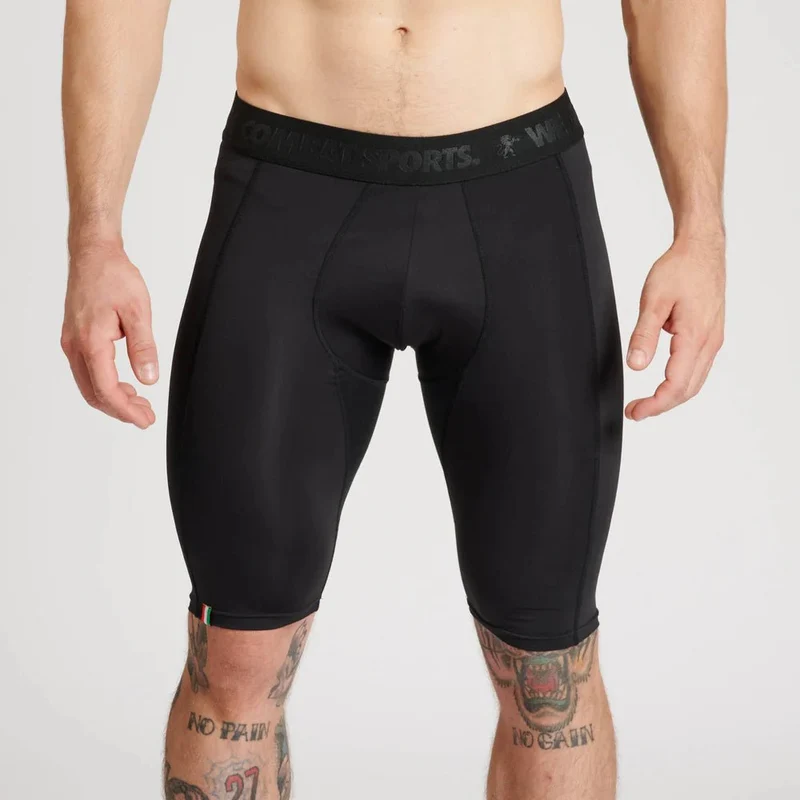 Pantaloncini Compressione Leone DNA | Shorts Aderenti Training Nero Oro