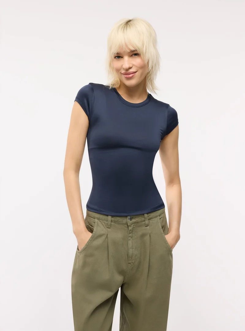 T-shirt a tinta unita a manica corta