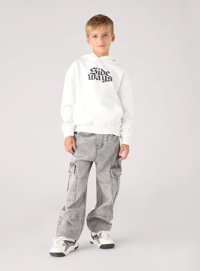 Jeans cargo wide leg con coulisse