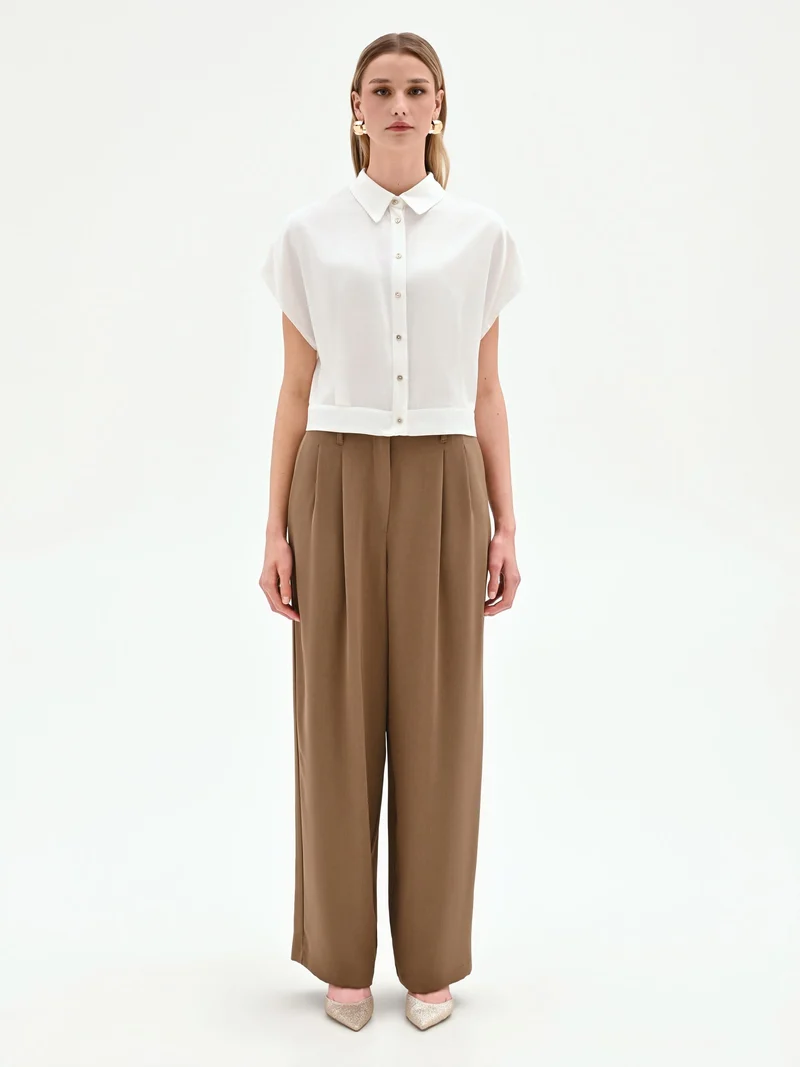 Camicia boxy panna in raso