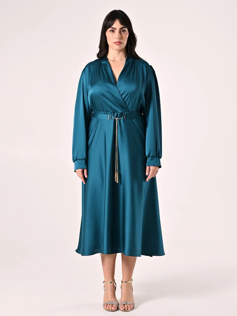Abito Curvy in Raso Verde Reale