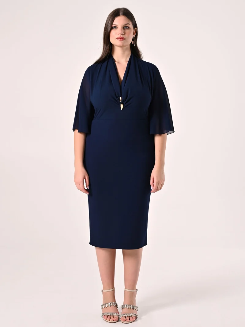 Tubino Curvy Blu con Gioiello