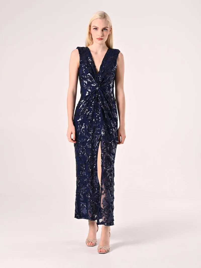 Abito Lungo Paillettes Blu