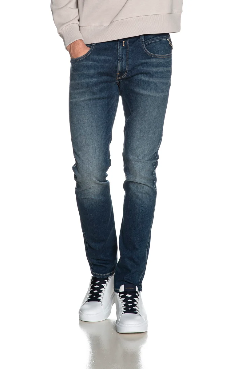 .Jeans Replay Anbass Hyperflex Da Uomo Denim Medium Blu