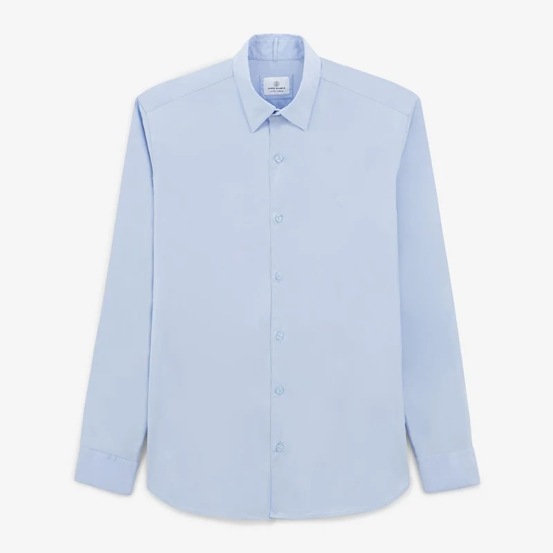 Chemise à manches longues unie bleu ciel