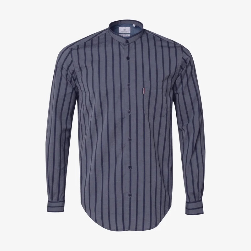 Chemise homme à rayures coupe ajustée en coton bleu