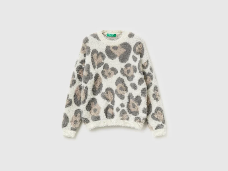 Maglione animalier in filato peloso