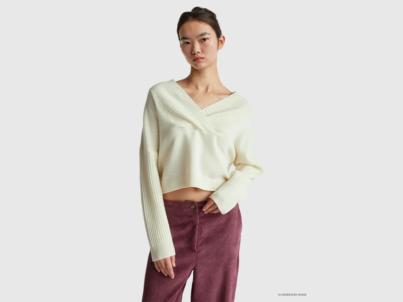 Maglione boxy fit con scollo a V