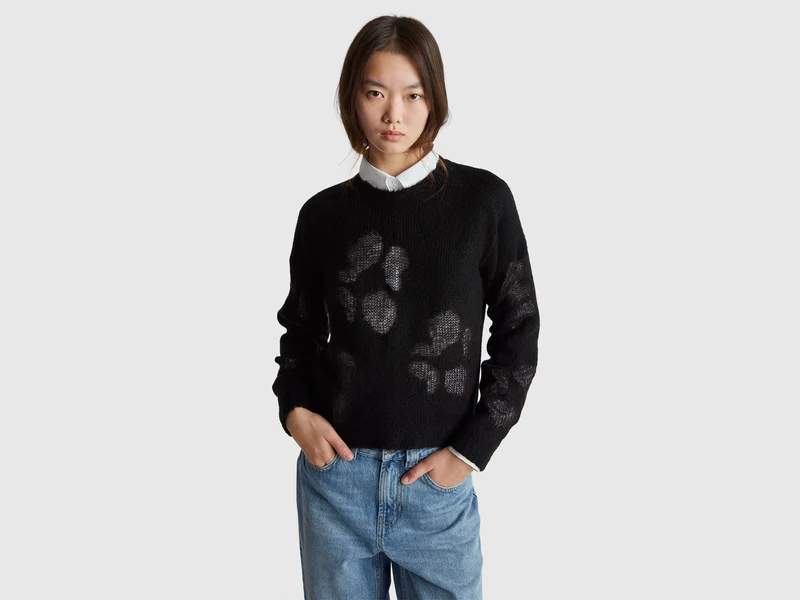 Maglia con intarsio fiori