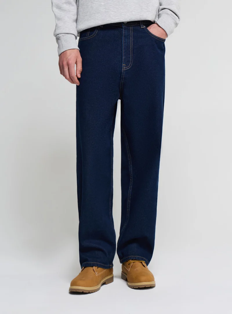 Jeans baggy a tinta unita