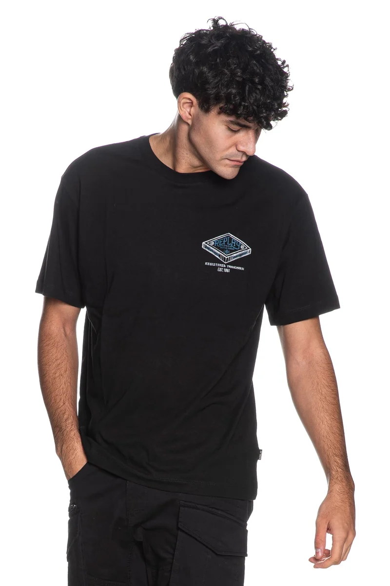 T-Shirt Replay Logo M12BF00100Q Nero - Maglia Uomo Cotone