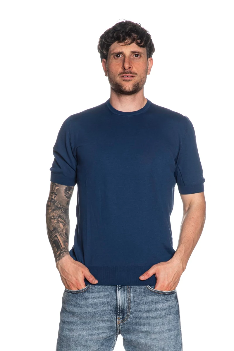 Maglia Gran Sasso Ss Knit Paricollo Da Uomo Blu Zaffiro