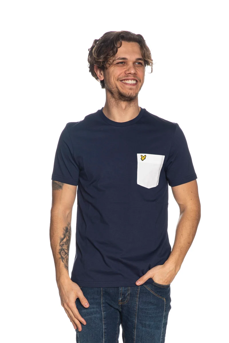 T Shirt Lyle & Scott Pocket Da Uomo Blu Navy Bianco