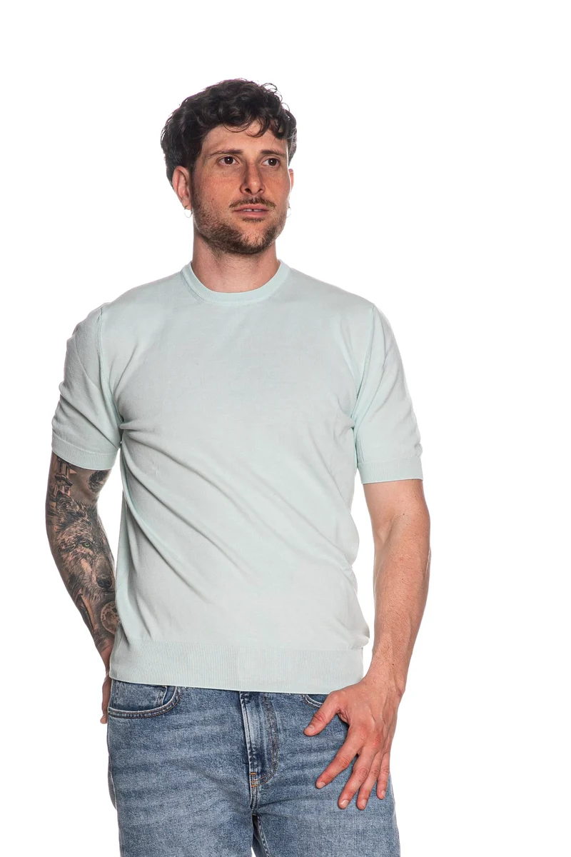 Maglia Gran Sasso Ss Knit Paricollo Da Uomo Verde Acqua