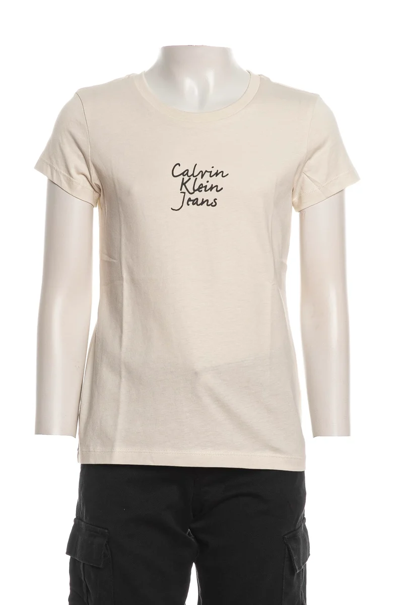 T Shirt Calvin Klein Ckj Handwriting Ss Sl Tee Da Bambina Light Beige
