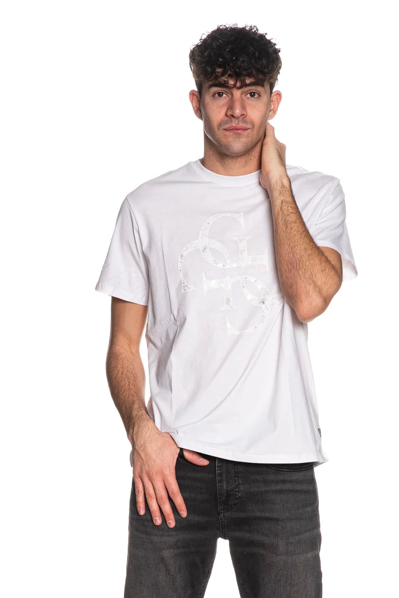 T Shirt Guess Shimmer Da Uomo Bianca