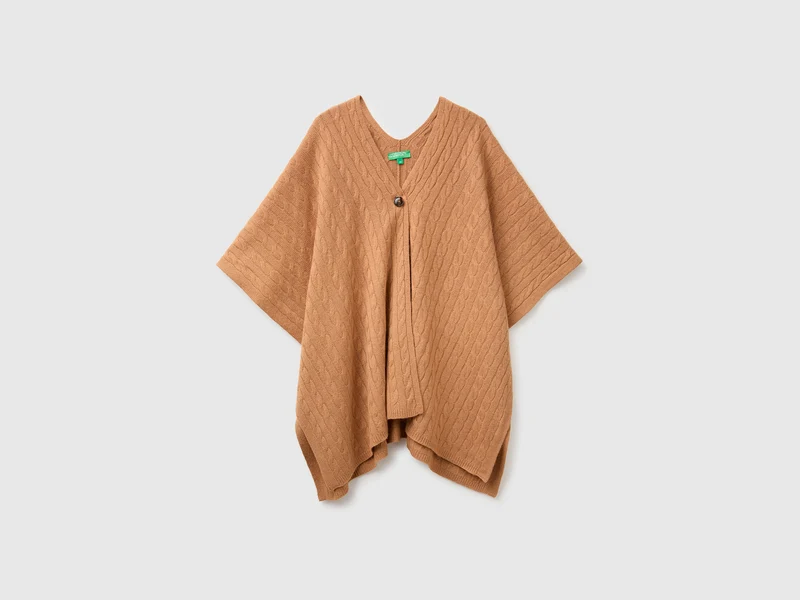 Mantella con trecce in misto cashmere