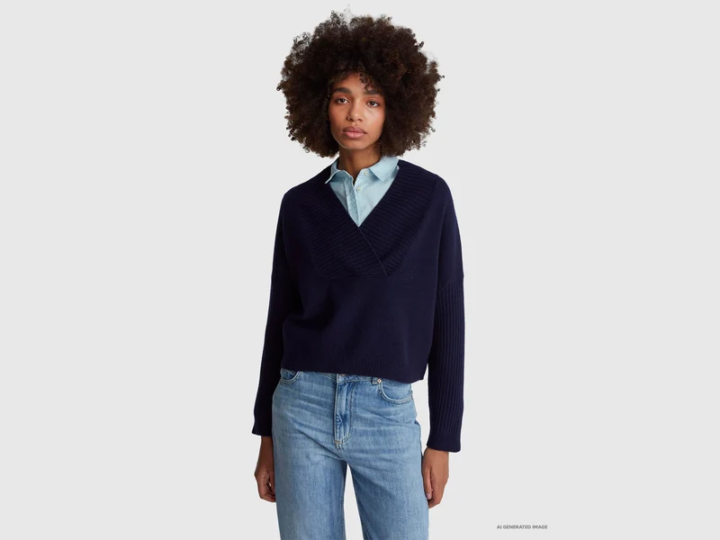 Maglione boxy fit con scollo a V