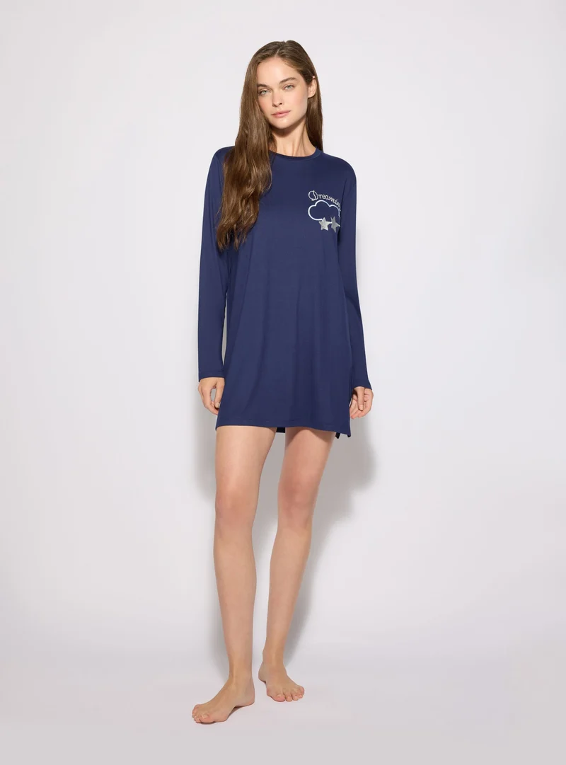 T-shirt pigiama maxi con stampa