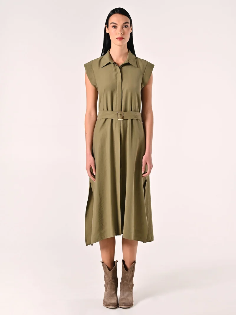 Chemisier Verde Militare in Viscosa