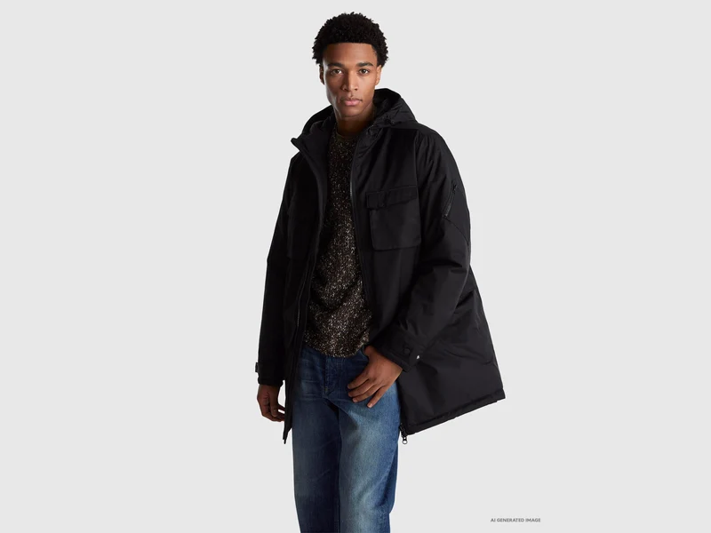 Parka imbottito in cotone e nylon