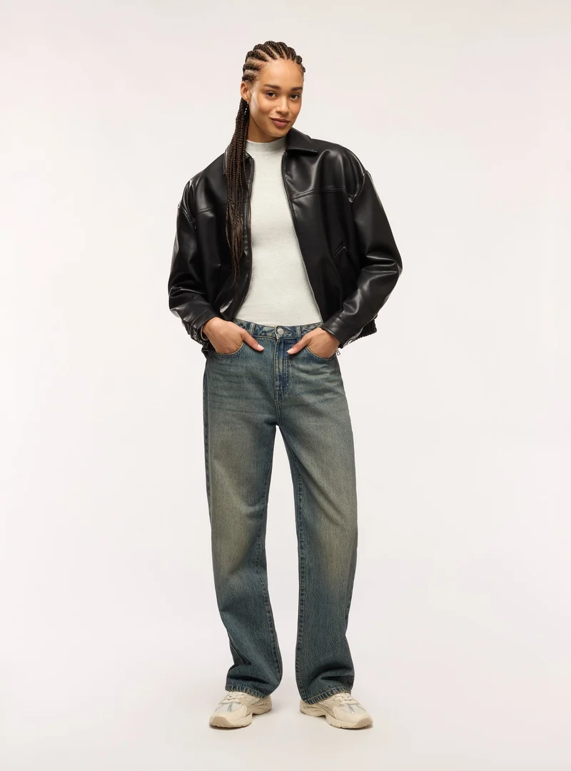 Bomber in pelle sintetica