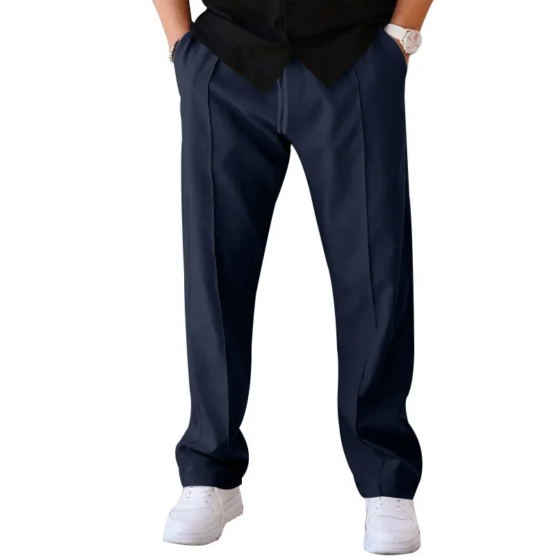 John | Men's Loose-Fit Straight Trousers with Pockets and Drawstring