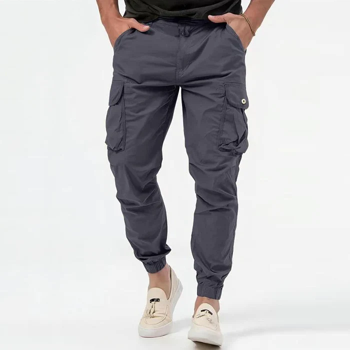 John | Men's Cargo Trousers with Side Pockets and Elastic Cuffs