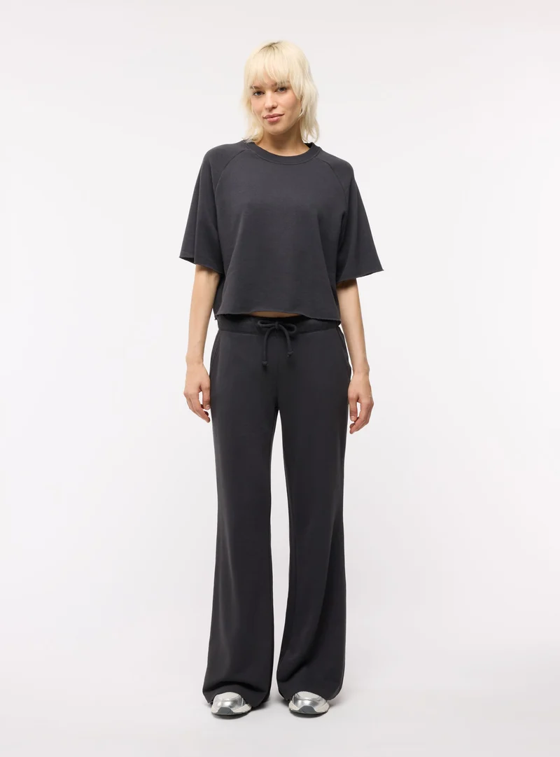 T-shirt crop boxy a tinta unita