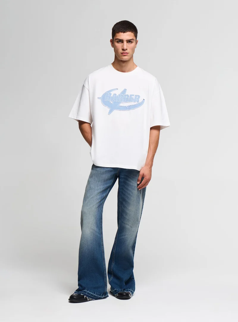 T-shirt boxy con stampa lettering