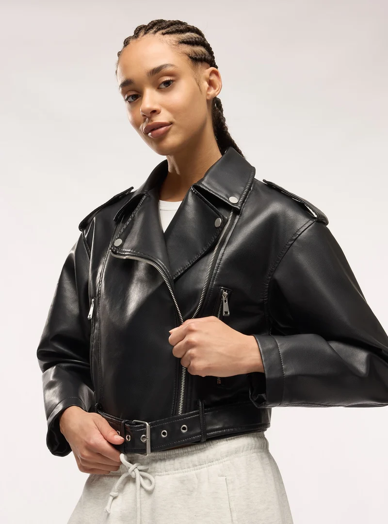 Giubbotto biker con cintura