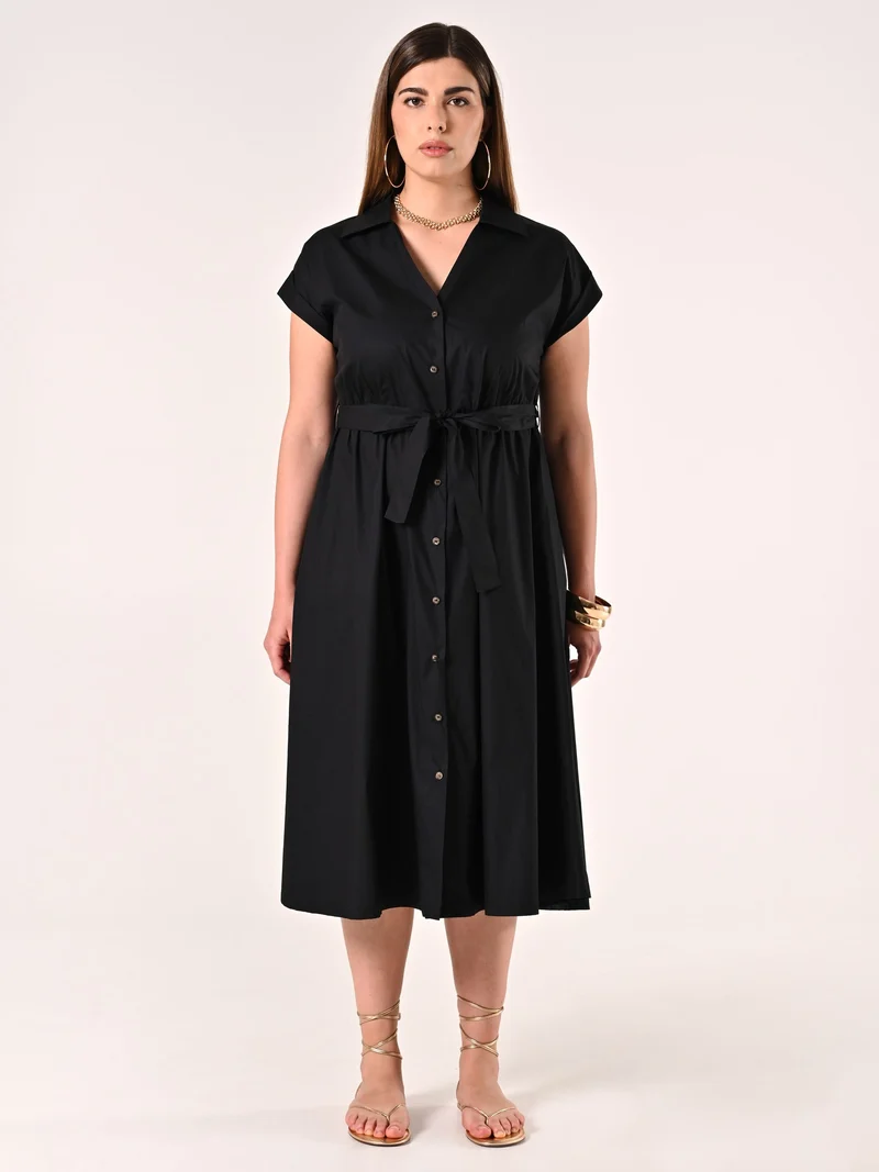 Chemisier Curvy in Cotone Nero