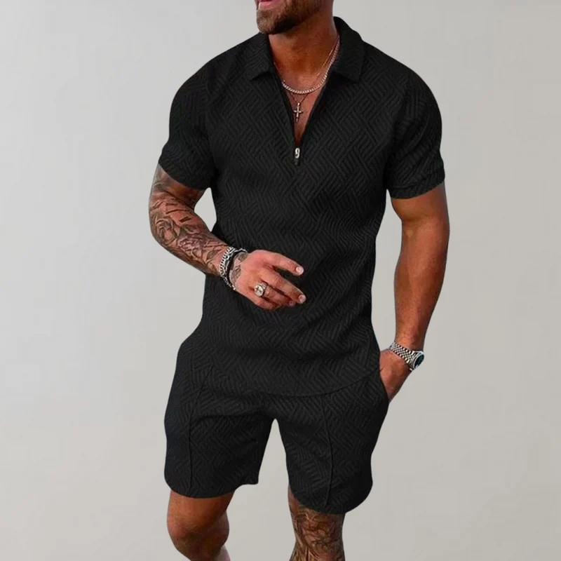 Roman | Men's Zip Polo Shorts Set