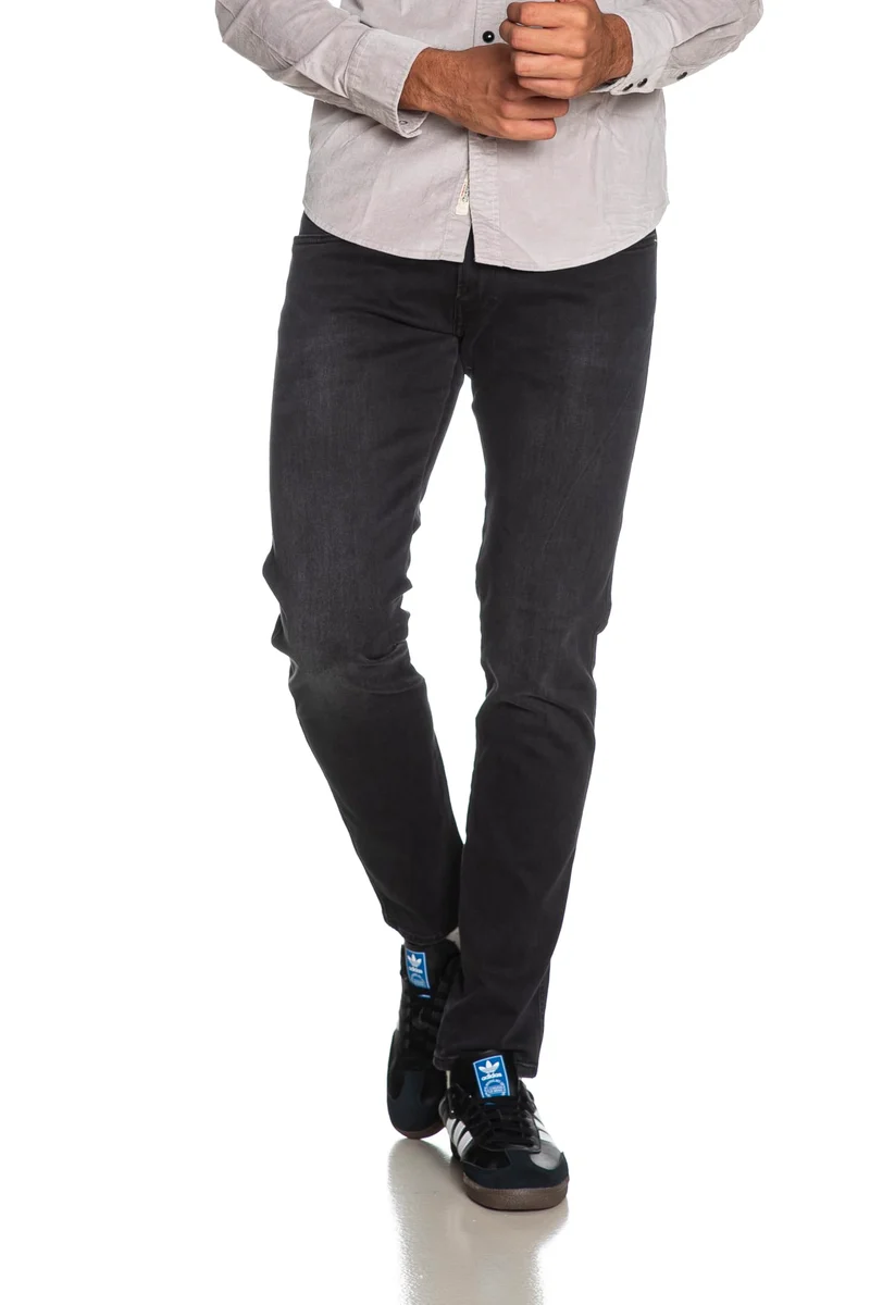 .Jeans Replay Anbass Power Stretch Da Uomo Denim Nero