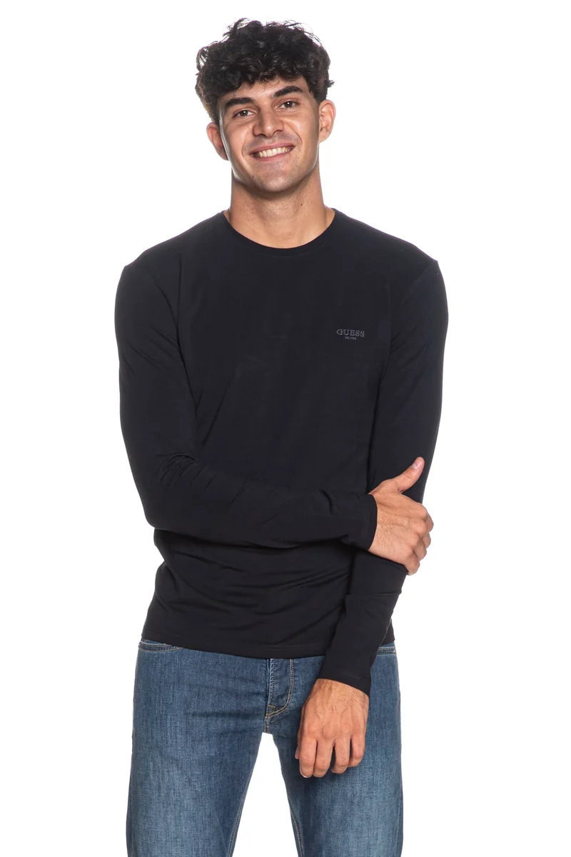 T Shirt Guess Core Xsl Ls Da Uomo Blu Navy