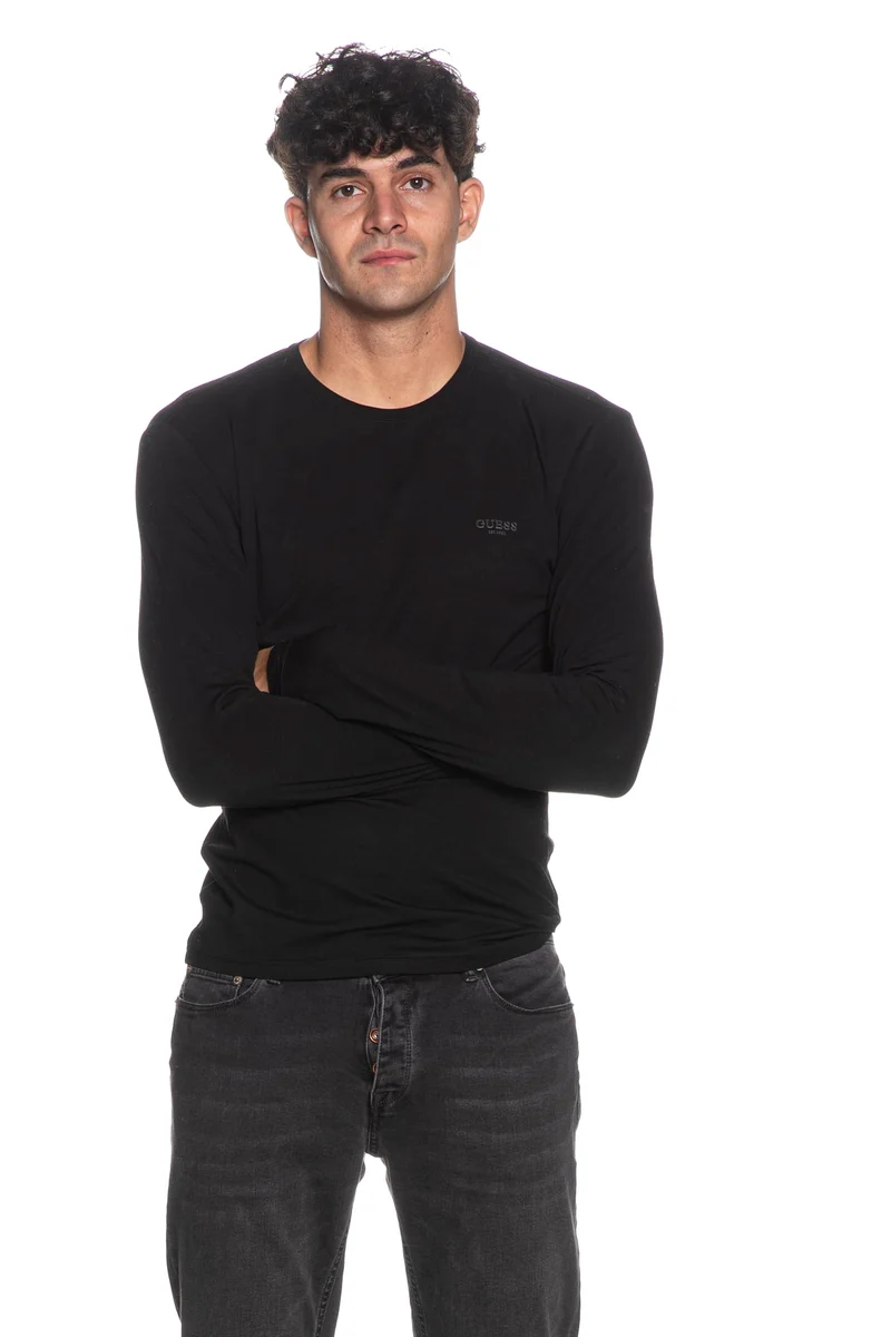 T Shirt Guess Core Xsl Ls Da Uomo Nera