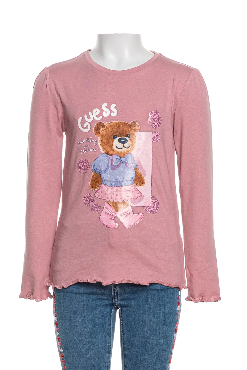 T Shirt Guess Teddy's Day Da Bambina Rosa Antico