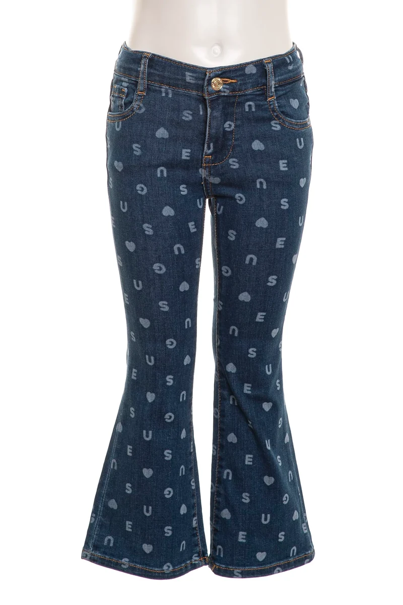 Jeans Guess Lett Fl Kid Da Bambina Denim Blu Medio Scuro