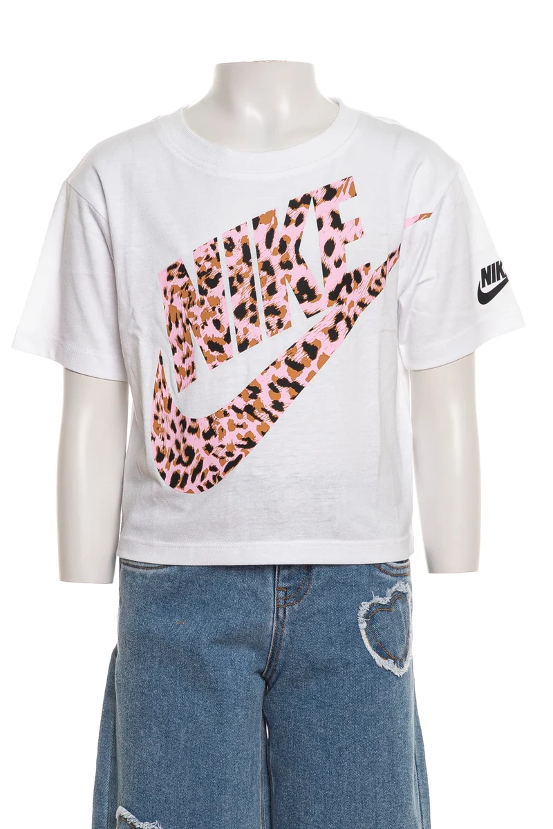 T Shirt Nike Girls Aop Animal Ss Tee Da Bambina Bianca