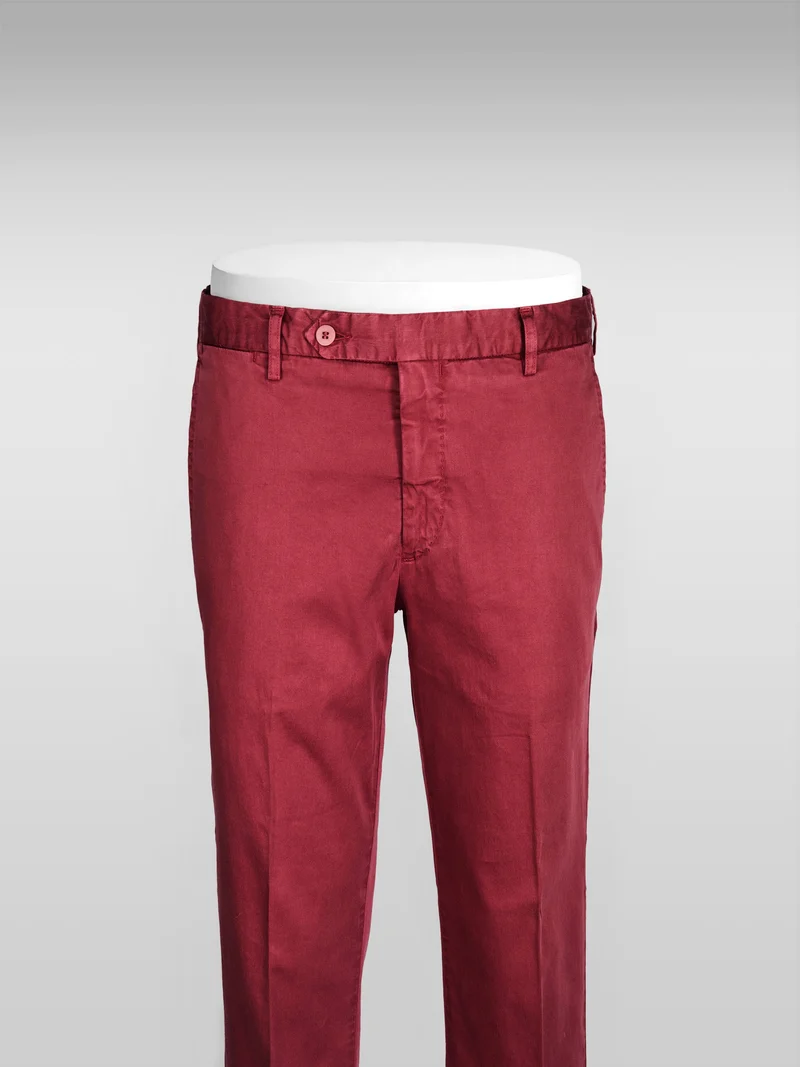 Dark Red satin cotton silk sport trousers SUMMER