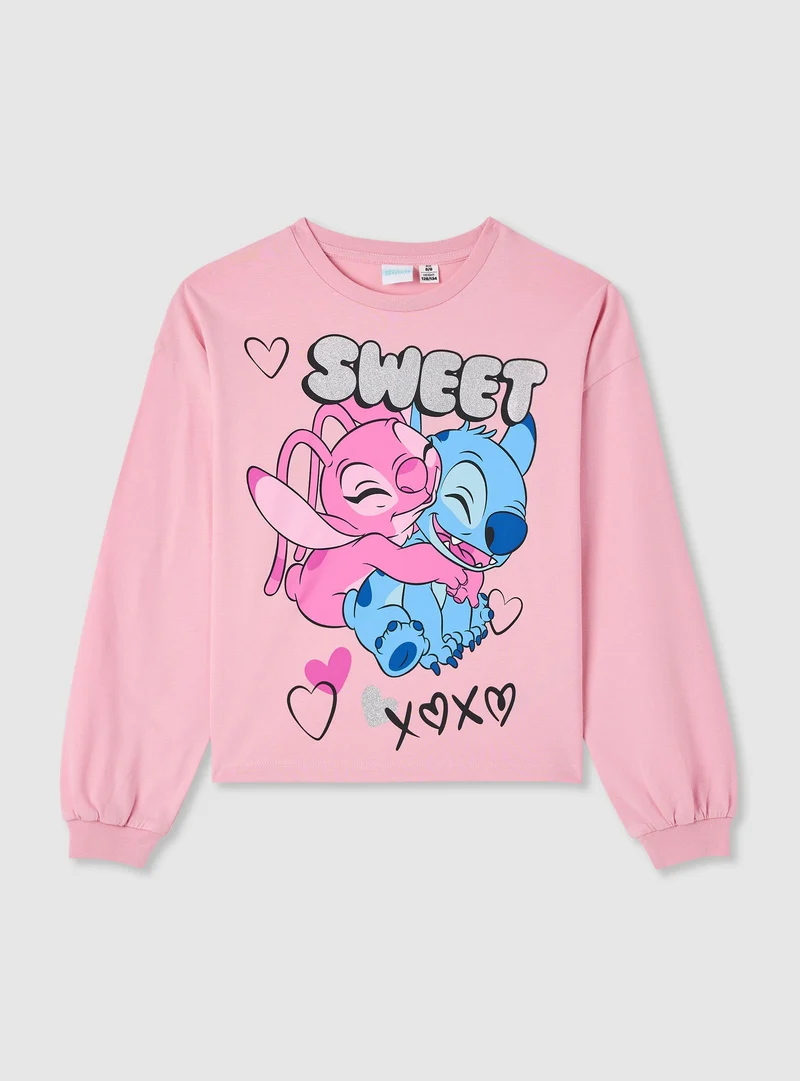 T-shirt manica lunga con stampa Stitch®
