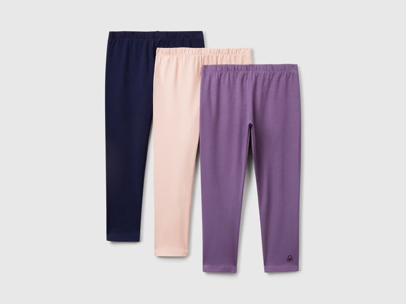 Tre leggings in cotone stretch